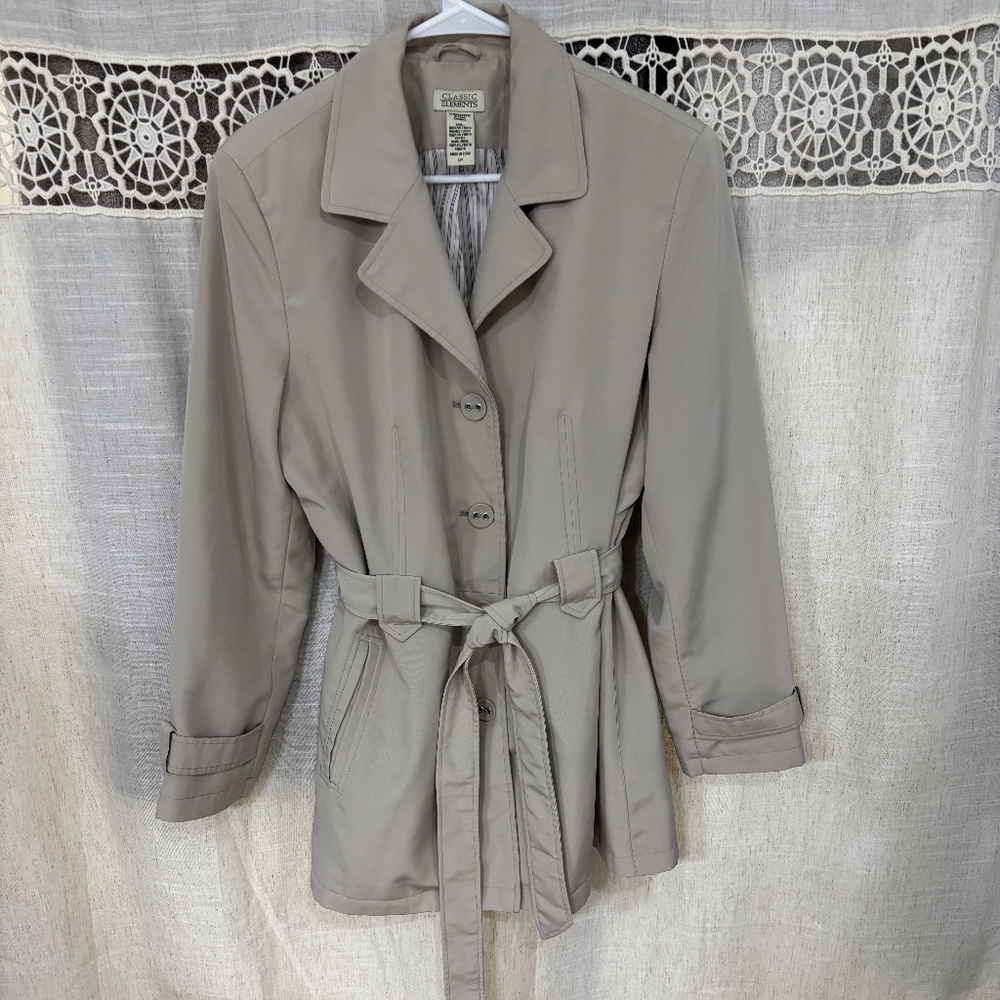 Classic Elements Woman’s Mid Length Button Belted… - image 1